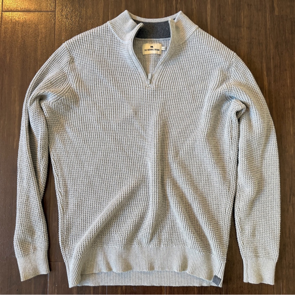 The Normal Brand Men's Gray Half-Zip Sweater